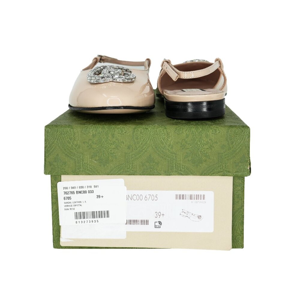 Gucci Crystal GG Leather Slingback Flats - Picture 5 of 7